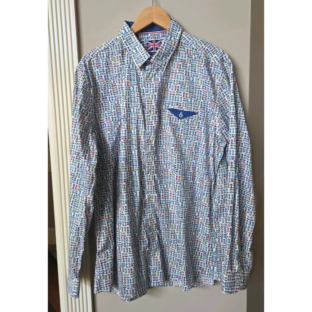 Soul Of London Men's Shirt XL Long Sleeve Button Down Fancy Eye Glasses shirt